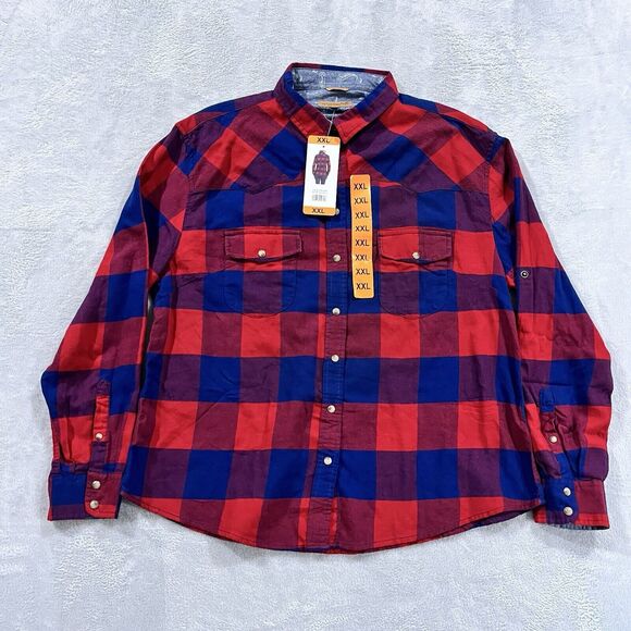 Jachs Pearl Snap Shirt XXL Girlfriend Bea Flannel Plaid CowGirl Western NWT - Picture 1 of 12